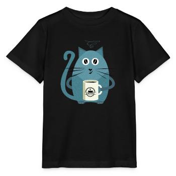 Minou Buvant du Café - Chats Drôles - T-shirt bio MINI CREATOR Stanley/Stella Enfant - noir - Devant - Mikhail (115cm)