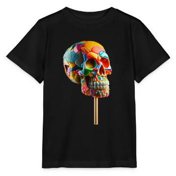 Bonbons Lollipop Crâne - T-shirt bio MINI CREATOR Stanley/Stella Enfant - noir - Devant - Mikhail (115cm)