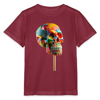Bonbons Lollipop Crâne - T-shirt bio MINI CREATOR Stanley/Stella Enfant - bordeaux - Devant - Kain (125cm)