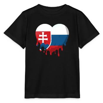 Slowakei Flagge Herz Slowakische Fahne Heimat - Stanley/Stella Kinder T-Shirt MINI CREATOR  - Schwarz - Vorne - Mikhail (115cm)