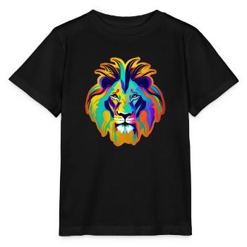 Löwenkopf Pop-Art - Stanley/Stella Kinder T-Shirt MINI CREATOR  - Schwarz - Vorne - Mikhail (115cm)