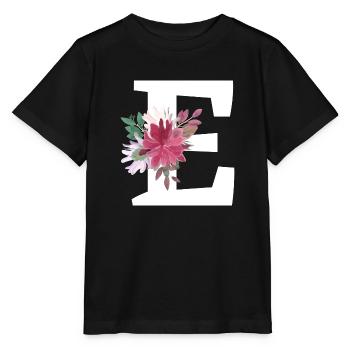 Floral Letter - Stanley/Stella MINI CREATOR Kids’ T-Shirt - black - Front - Mikhail (115cm)