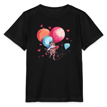 Mina la chatte aux ballons - T-shirt bio MINI CREATOR Stanley/Stella Enfant - noir - Devant - Mikhail (115cm)