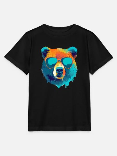 Bill der bär mit der Brille - Stanley/Stella Kinder T-Shirt MINI CREATOR  - Schwarz