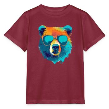 Bill l'ours à lunettes - T-shirt bio MINI CREATOR Stanley/Stella Enfant - bordeaux - Devant - Kain (125cm)