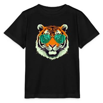 Tim le tigre à lunettes - T-shirt bio MINI CREATOR Stanley/Stella Enfant - noir - Devant - Mikhail (115cm)