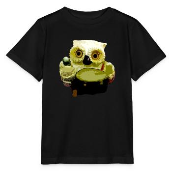 Owl musician - Stanley/Stella MINI CREATOR Kids’ T-Shirt - black - Front - Mikhail (115cm)