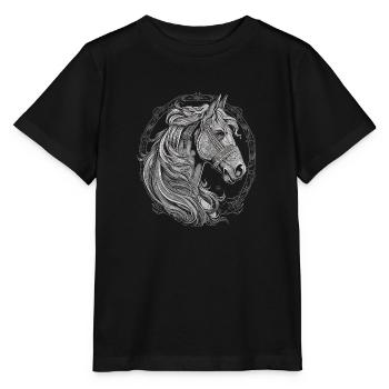 Icelandic Horse Icelandic Pony Riding Horses - Stanley/Stella MINI CREATOR Kids’ T-Shirt - black - Front - Mikhail (115cm)