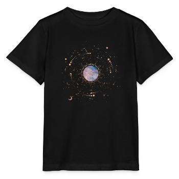 White and Black Moon and Sun - Stanley/Stella Kinder T-Shirt MINI CREATOR  - Schwarz - Vorne - Mikhail (115cm)