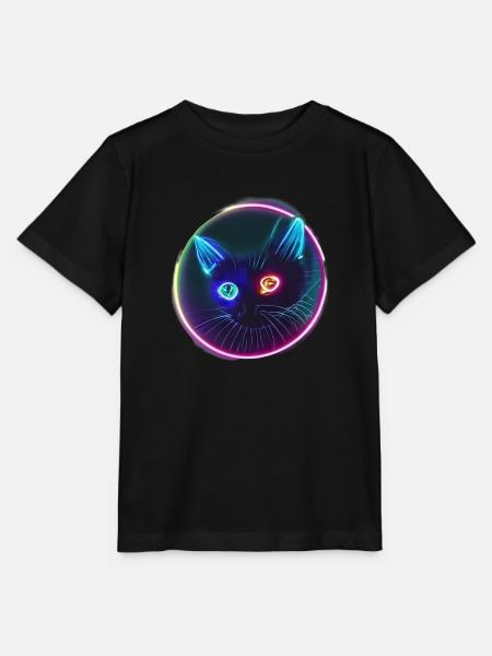 Schwarze Katze mit Neonaugen - Stanley/Stella Kinder T-Shirt MINI CREATOR - Schwarz