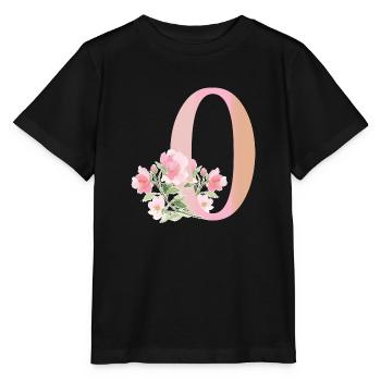 Letter O with flowers - Stanley/Stella MINI CREATOR Kids’ T-Shirt - black - Front - Mikhail (115cm)