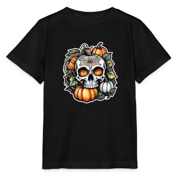 Halloween - Skelett und Kürbis - Stanley/Stella Kinder T-Shirt MINI CREATOR  - Schwarz - Vorne - Mikhail (115cm)