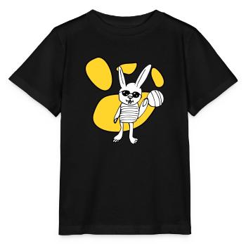 RDL Hase Gelb, Weiß & Schwarz - Stanley/Stella Kinder T-Shirt MINI CREATOR  - Schwarz - Vorne - Mikhail (115cm)