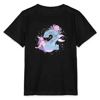 Second Birthday Mermaid Girl Kids 2nd - Stanley/Stella MINI CREATOR Kids’ T-Shirt - black - Front - Mikhail (115cm)