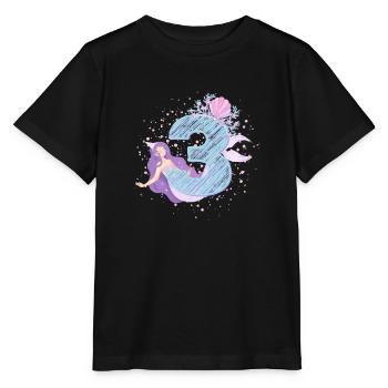 Dritter Geburtstag Meerjungfrau Muschel Kinderfest - Stanley/Stella Kinder T-Shirt MINI CREATOR  - Schwarz - Vorne - Mikhail (115cm)