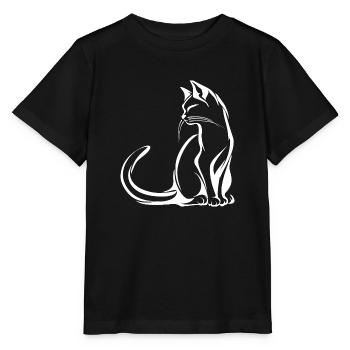 Cat, Cat Motif, Cat Face - Stanley/Stella MINI CREATOR Kids’ T-Shirt - black - Front - Mikhail (115cm)
