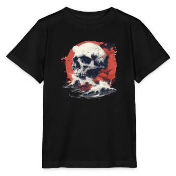 Crâne dans la mer de vagues - T-shirt bio MINI CREATOR Stanley/Stella Enfant - noir - Devant - Mikhail (115cm)