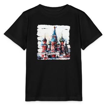 Die Basilius-Kathedrale, ein berühmtes Wahrzeichen - Stanley/Stella Kinder T-Shirt MINI CREATOR  - Schwarz - Vorne - Mikhail (115cm)