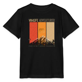 Vanlife adventurer - couleurs rétro des années 70 - T-shirt bio MINI CREATOR Stanley/Stella Enfant - noir - Devant - Mikhail (115cm)