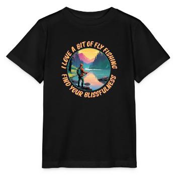 I Love a bit of Fly Fishing Finde deine Glückseligkeit - Stanley/Stella Kinder T-Shirt MINI CREATOR  - Schwarz - Vorne - Mikhail (115cm)