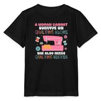 Une femme ne peut pas survivre en cousant Quilter - T-shirt bio MINI CREATOR Stanley/Stella Enfant - noir - Devant - Mikhail (115cm)