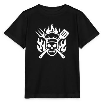 Grill Skull Cook Flame - Stanley/Stella MINI CREATOR Kids’ T-Shirt - black - Front - Mikhail (115cm)