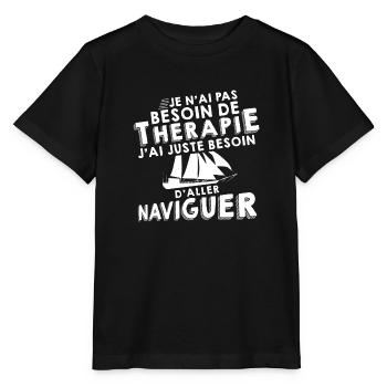 Thérapie - naviguer - T-shirt bio MINI CREATOR Stanley/Stella Enfant - noir - Devant - Mikhail (115cm)