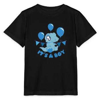 IT'S A BOY - blue dino - Stanley/Stella MINI CREATOR Kids’ T-Shirt - black - Front - Mikhail (115cm)