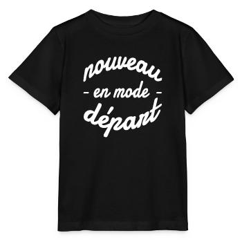En mode nouveau départ (cercle blanc) message - T-shirt bio MINI CREATOR Stanley/Stella Enfant - noir - Devant - Mikhail (115cm)