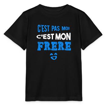 C'est pas moi c'est mon frère cadeau humour enfant - T-shirt bio MINI CREATOR Stanley/Stella Enfant - noir - Devant - Mikhail (115cm)