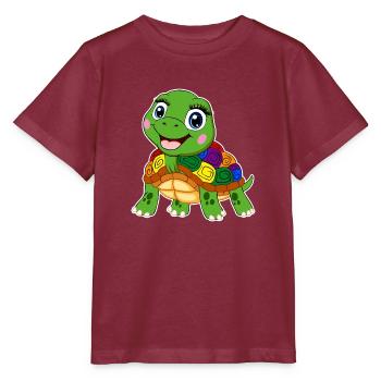 arc-en-ciel tortue lgbt tortue aquatique animal - T-shirt bio MINI CREATOR Stanley/Stella Enfant - bordeaux - Devant - Kain (125cm)