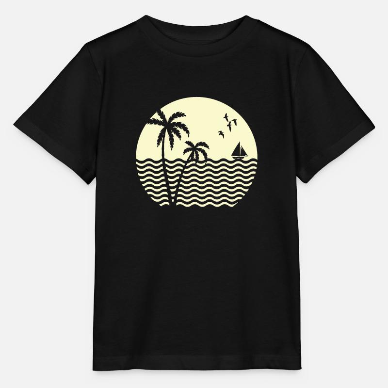 beach with palm trees and blue ocean - T-shirt bio MINI CREATOR Stanley/Stella Enfant - noir