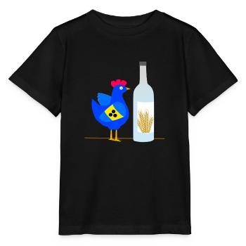 Auch ein blindes Huhn findet 1 Korn Blau - Stanley/Stella Kinder T-Shirt MINI CREATOR  - Schwarz - Vorne - Mikhail (115cm)