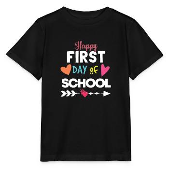 HAPPY FIRST DAY OF SCHOOL - Stanley/Stella MINI CREATOR Kids’ T-Shirt - black - Front - Mikhail (115cm)
