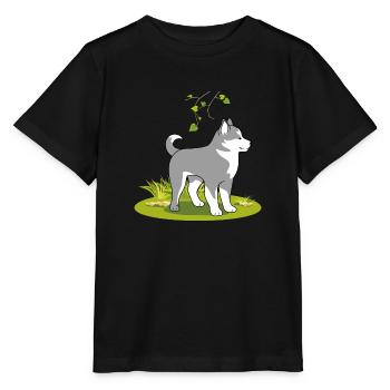 Süße Malamute auf dem Rasen - Stanley/Stella Kinder T-Shirt MINI CREATOR  - Schwarz - Vorne - Mikhail (115cm)