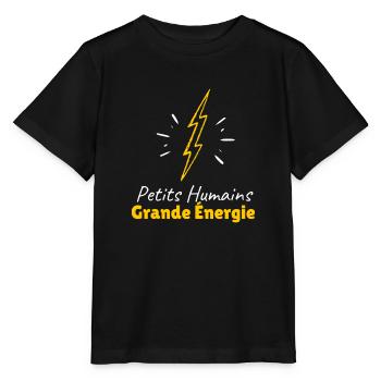 Petit humain grande énergie t-shirt enfant - T-shirt bio MINI CREATOR Stanley/Stella Enfant - noir - Devant - Mikhail (115cm)