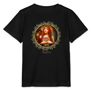 Spruch Du mich auch Frau mit Lebkuchenherz - Stanley/Stella Kinder T-Shirt MINI CREATOR  - Schwarz - Vorne - Mikhail (115cm)