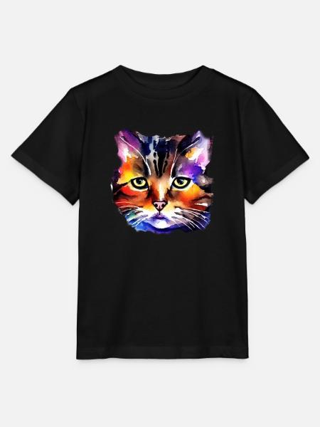 Katzengesicht 5 - Stanley/Stella Kinder T-Shirt MINI CREATOR - Schwarz