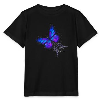 Butterfly blue and purple with starry sky - Stanley/Stella MINI CREATOR Kids’ T-Shirt - black - Front - Mikhail (115cm)