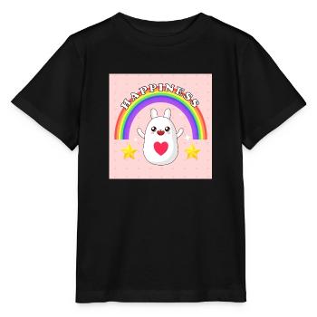 Happiness Hase mit Regenbogen - Stanley/Stella Kinder T-Shirt MINI CREATOR  - Schwarz - Vorne - Mikhail (115cm)