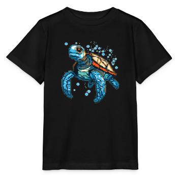 Schildkröte besteht aus Pixeln - Stanley/Stella Kinder T-Shirt MINI CREATOR  - Schwarz - Vorne - Mikhail (115cm)