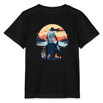 Pêche en lac - T-shirt bio MINI CREATOR Stanley/Stella Enfant - noir - Devant - Mikhail (115cm)