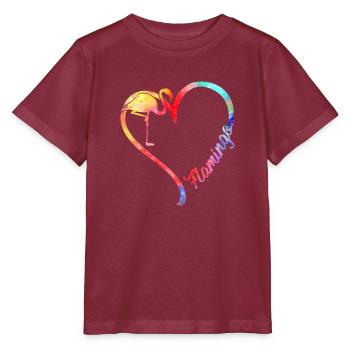 Aquarelle Cœur d’Animal Flamant - T-shirt bio MINI CREATOR Stanley/Stella Enfant - bordeaux - Devant - Kain (125cm)