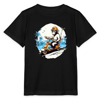 Zeze le singe au scooter - T-shirt bio MINI CREATOR Stanley/Stella Enfant - noir - Devant - Mikhail (115cm)