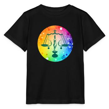 Le signe de la balance multicolore - T-shirt bio MINI CREATOR Stanley/Stella Enfant - noir - Devant - Mikhail (115cm)