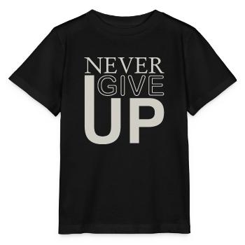 NEVER GIVE UP - Stanley/Stella Kinder T-Shirt MINI CREATOR  - Schwarz - Vorne - Mikhail (115cm)