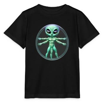 Alien de Vinci - Stanley/Stella Kinder T-Shirt MINI CREATOR  - Schwarz - Vorne - Mikhail (115cm)