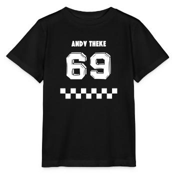 Andy Theke 69: Lachend durch die Barriere - Stanley/Stella Kinder T-Shirt MINI CREATOR  - Schwarz - Vorne - Mikhail (115cm)