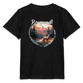 Hirsch Bergmadl Hirsch Geschenk Dorffest Wandern - Stanley/Stella Kinder T-Shirt MINI CREATOR  - Schwarz - Vorne - Mikhail (115cm)
