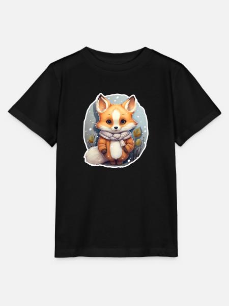 Fuchs im Winterlook - Stanley/Stella Kinder T-Shirt MINI CREATOR - Schwarz